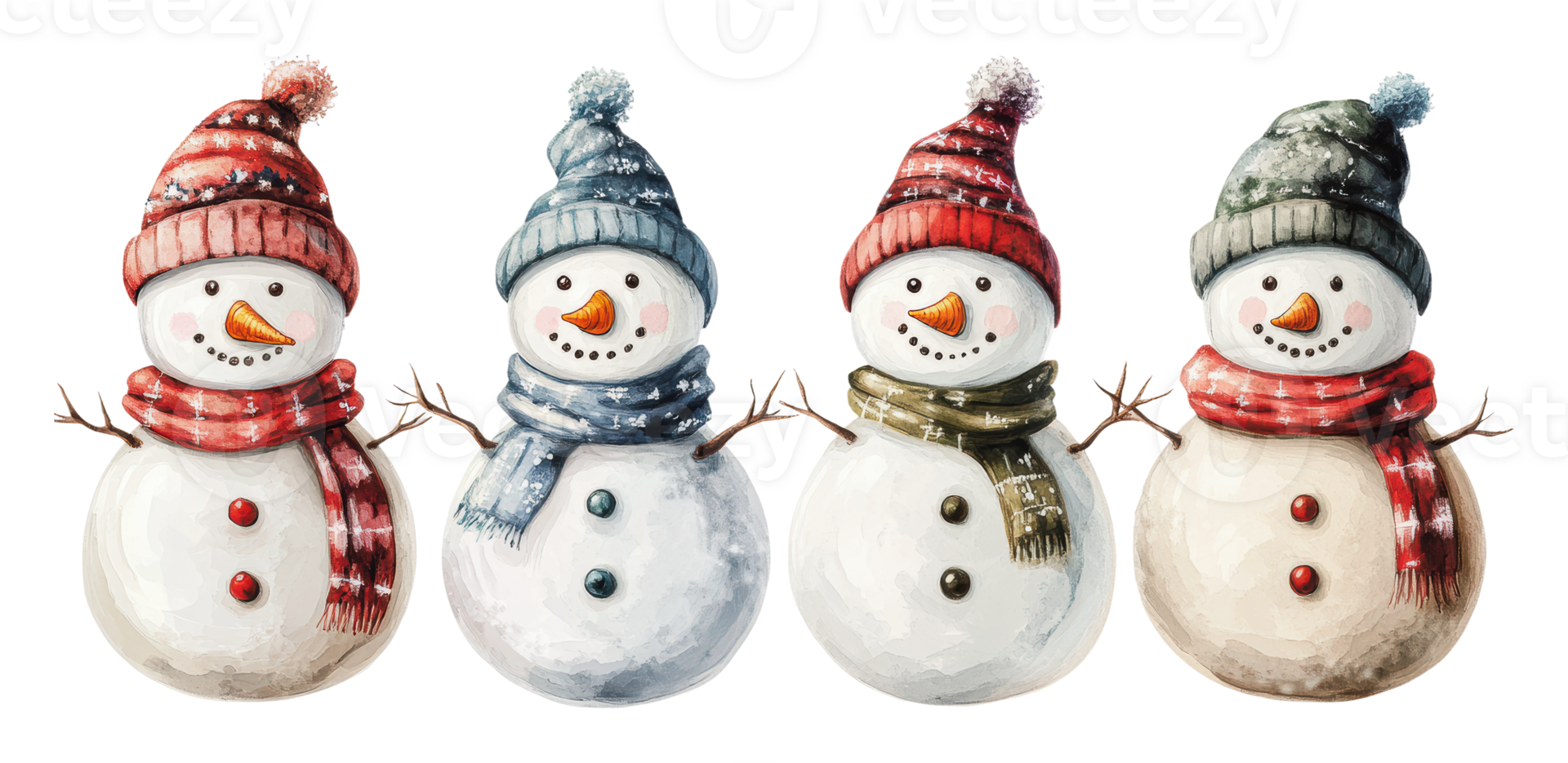 Delightful snowmen celebrate winter joy together png
