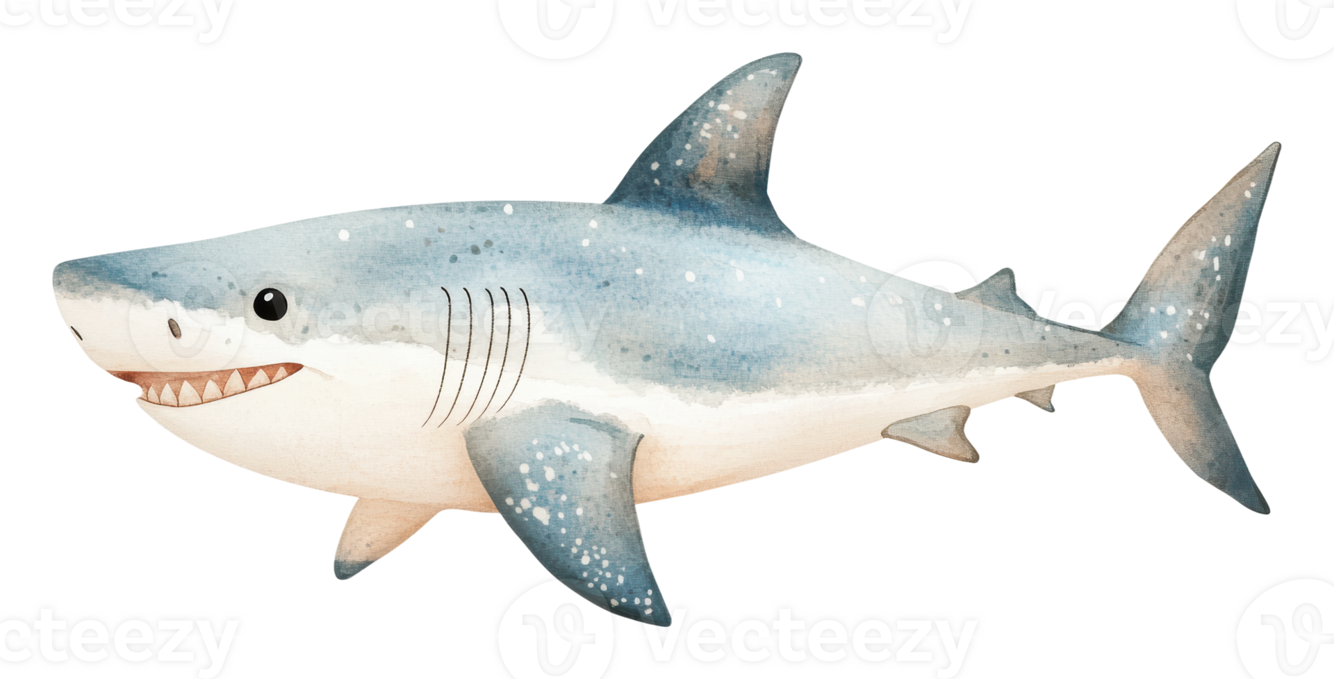 Friendly shark swimming in a colorful ocean png