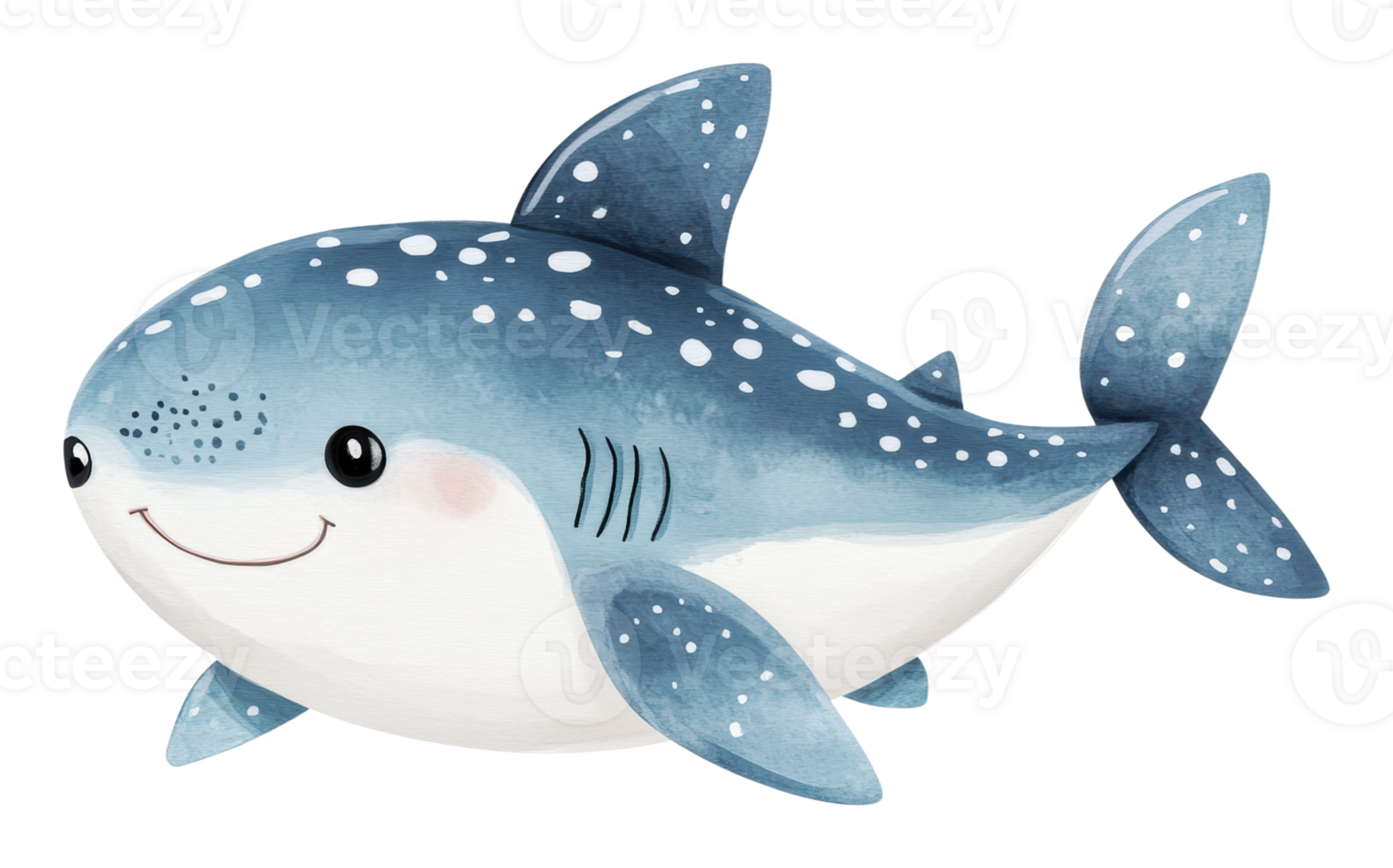 Cute cartoon shark swimming in a colorful ocean png