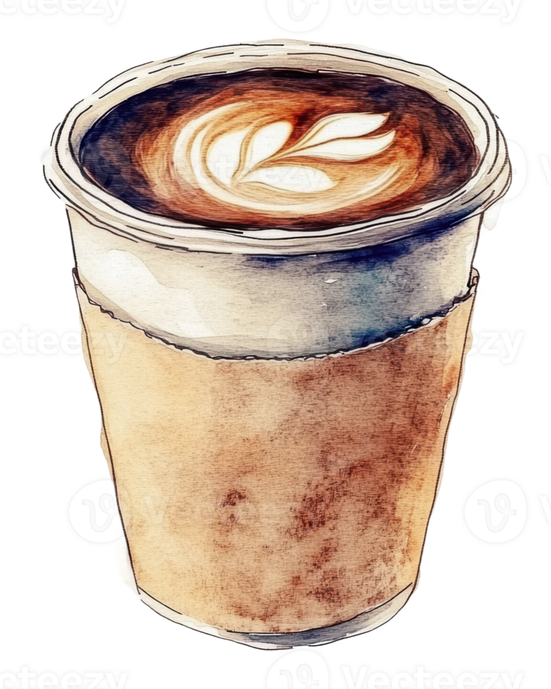 Cozy latte art in warm coffee png