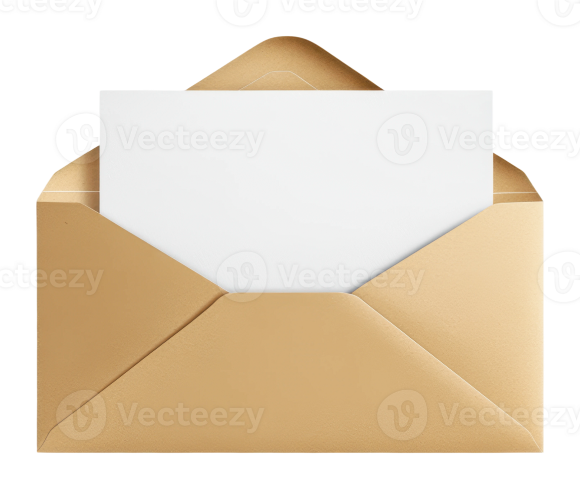 Blank card in envelope for messages png