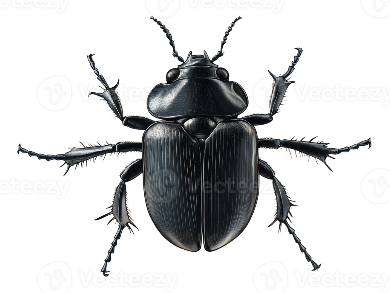 detaljerad se av en stor svart skalbagge png
