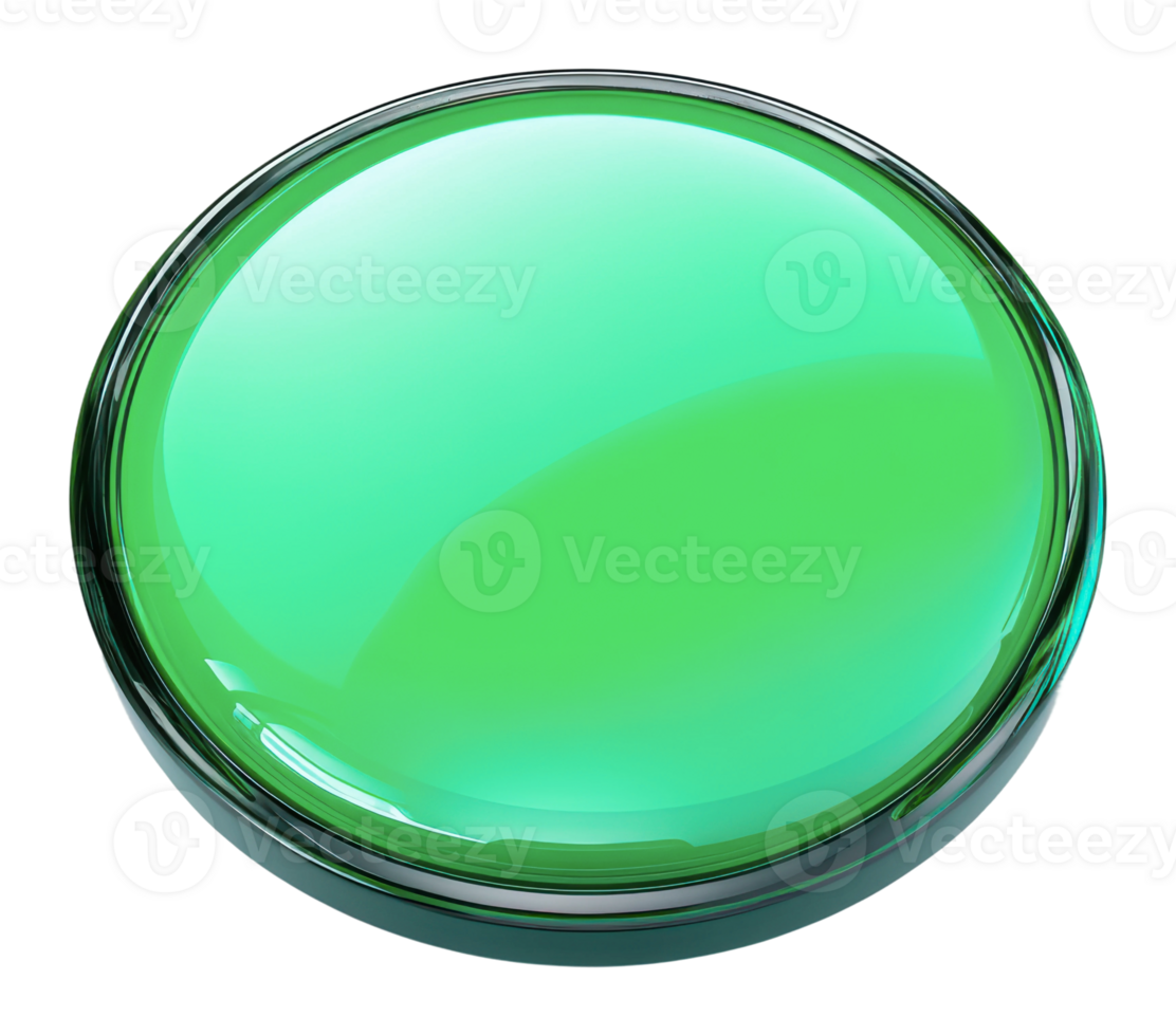 Bright green button with glossy surface png