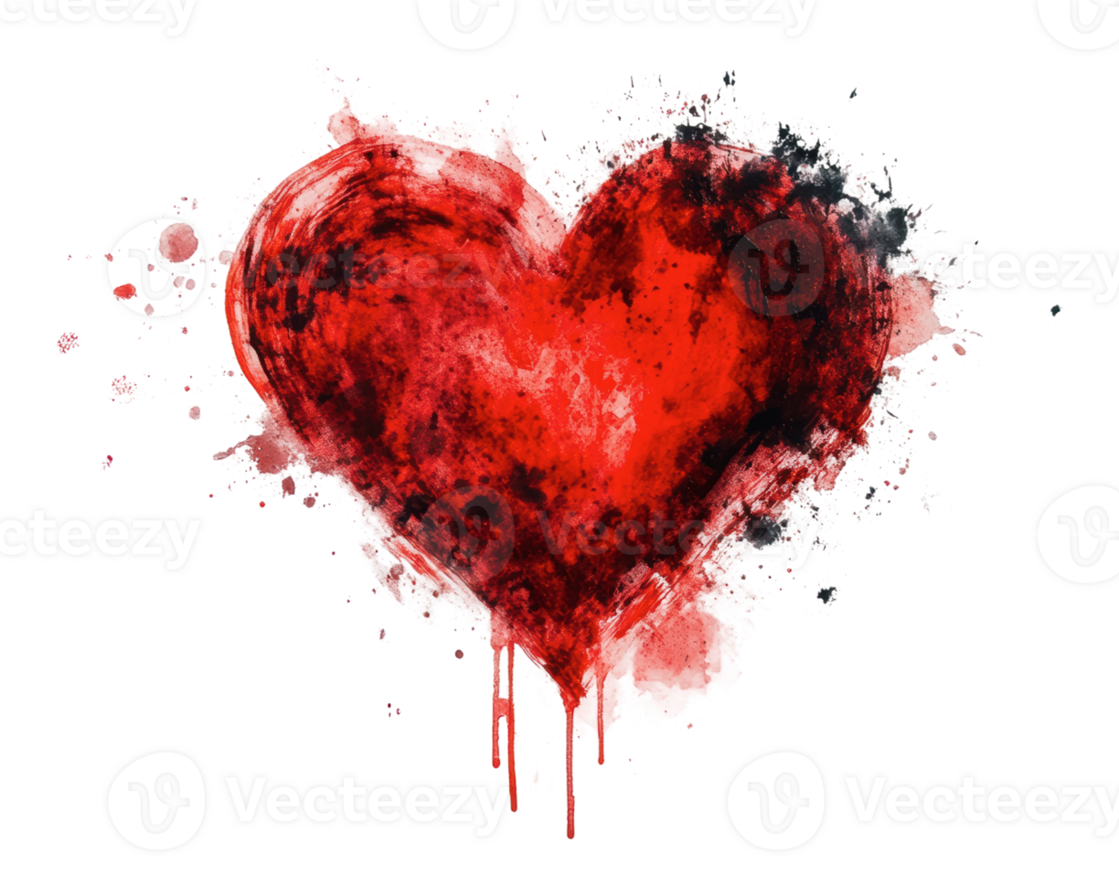 Heart illustration with splattered paint effects png