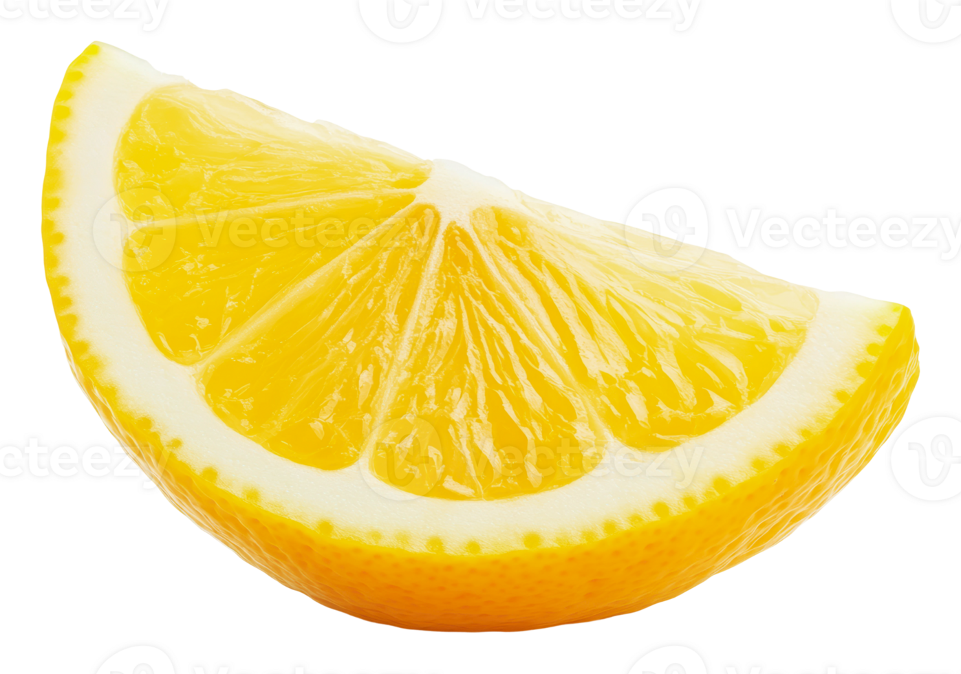 Fresh lemon wedge on a white background png
