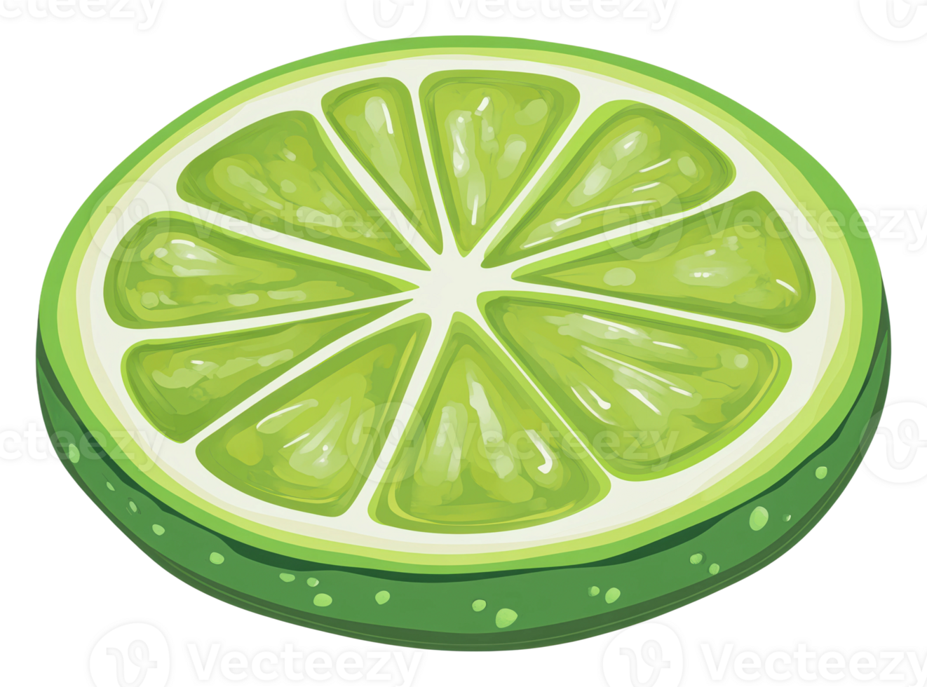 Bright and fresh lime slice with vivid colors png