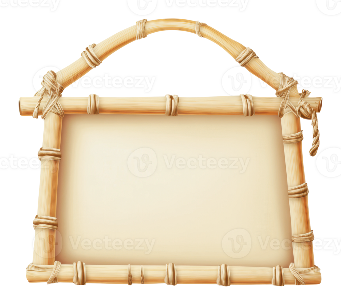 Empty bamboo signboard ready for writing png