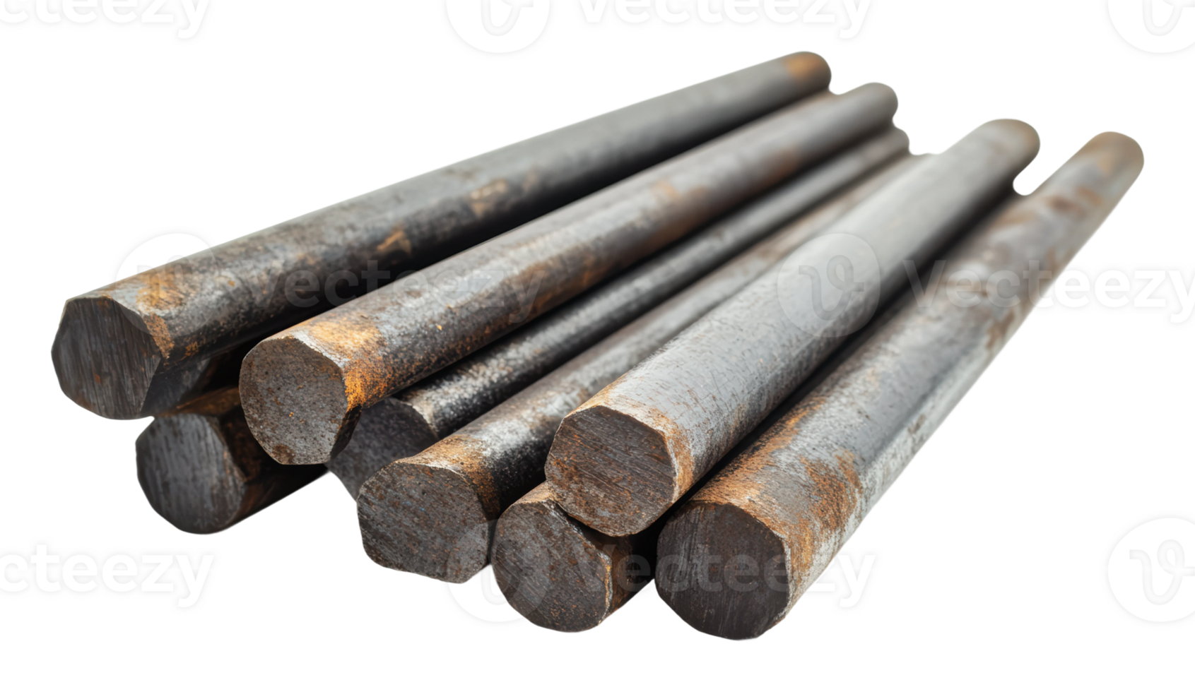 Heavy steel bars stacked for construction use png