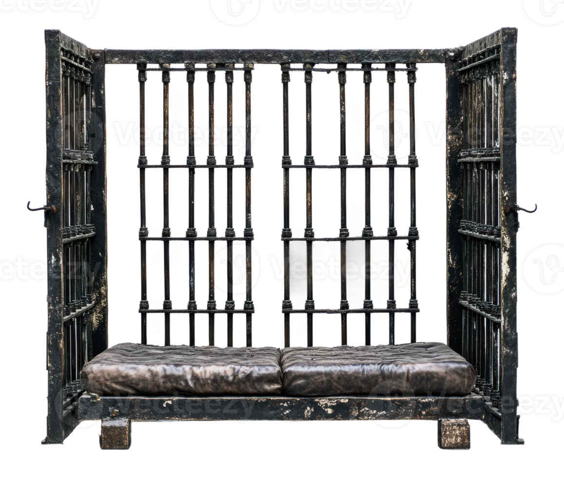 Historical jail cell bench from the 19th century png
