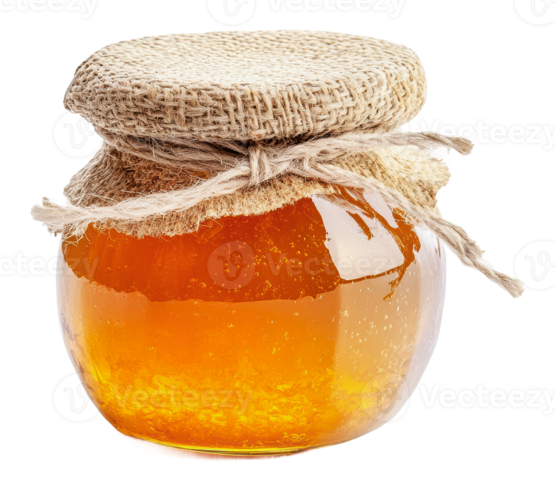 Freshly harvested honey in a rustic jar png