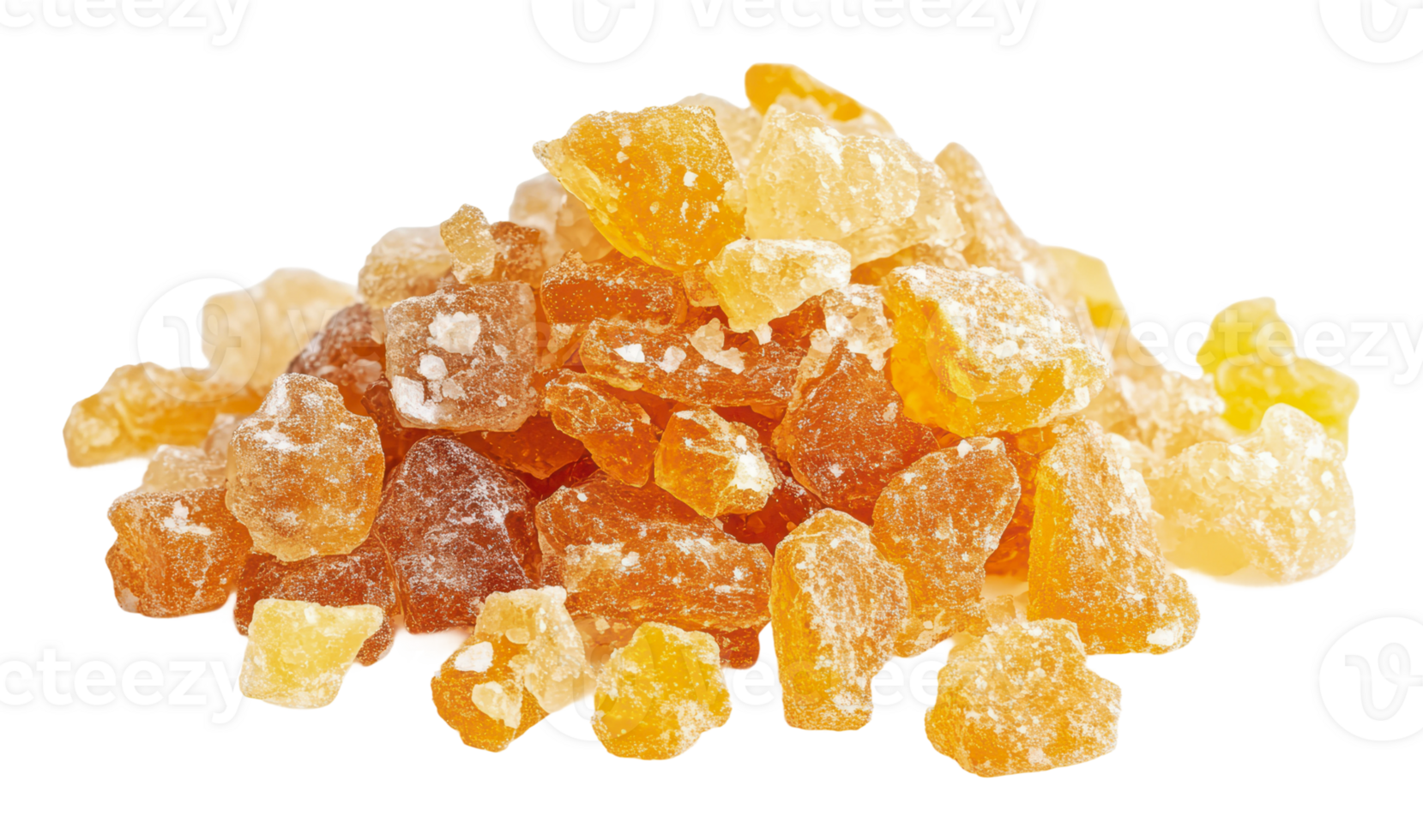 Natural resin crystals in various shades and sizes png