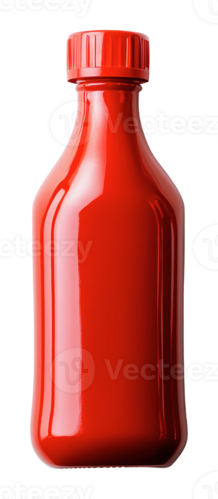 Bright red bottle filled with condiment sauce png