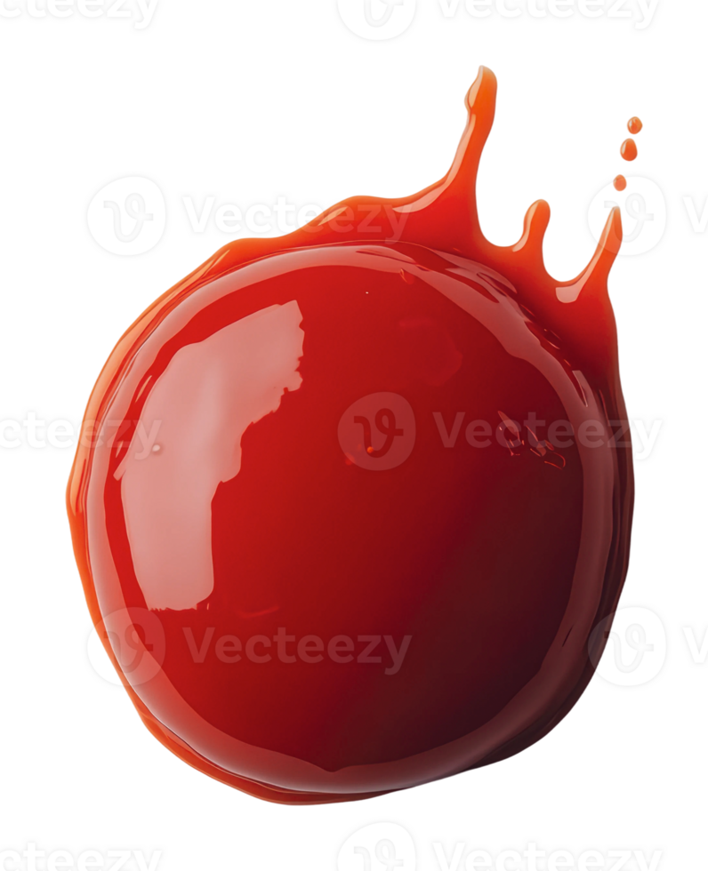 Bright red ketchup splash on a white surface png