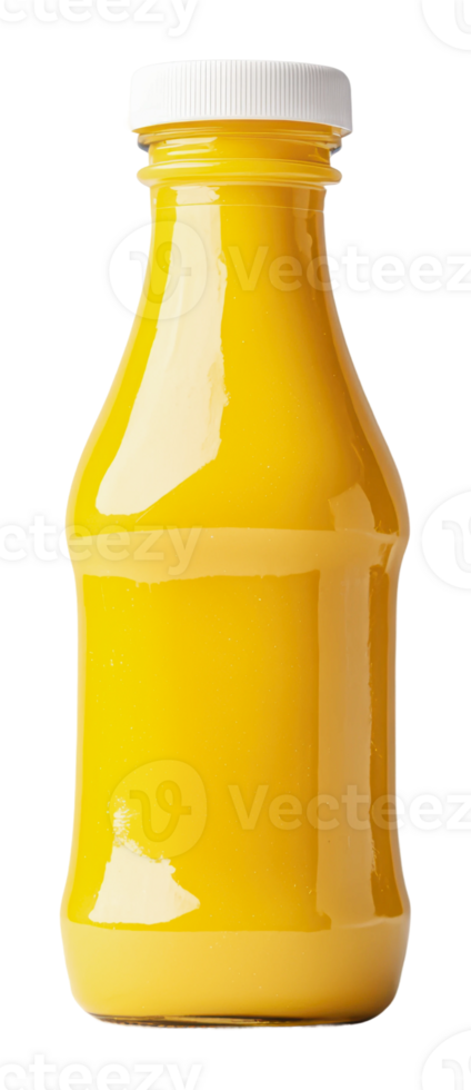 Bright yellow bottle filled with liquid condiment png