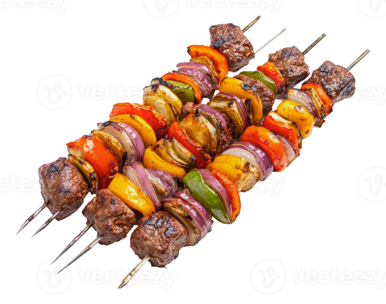 Skewered meats and veggies for BBQ png