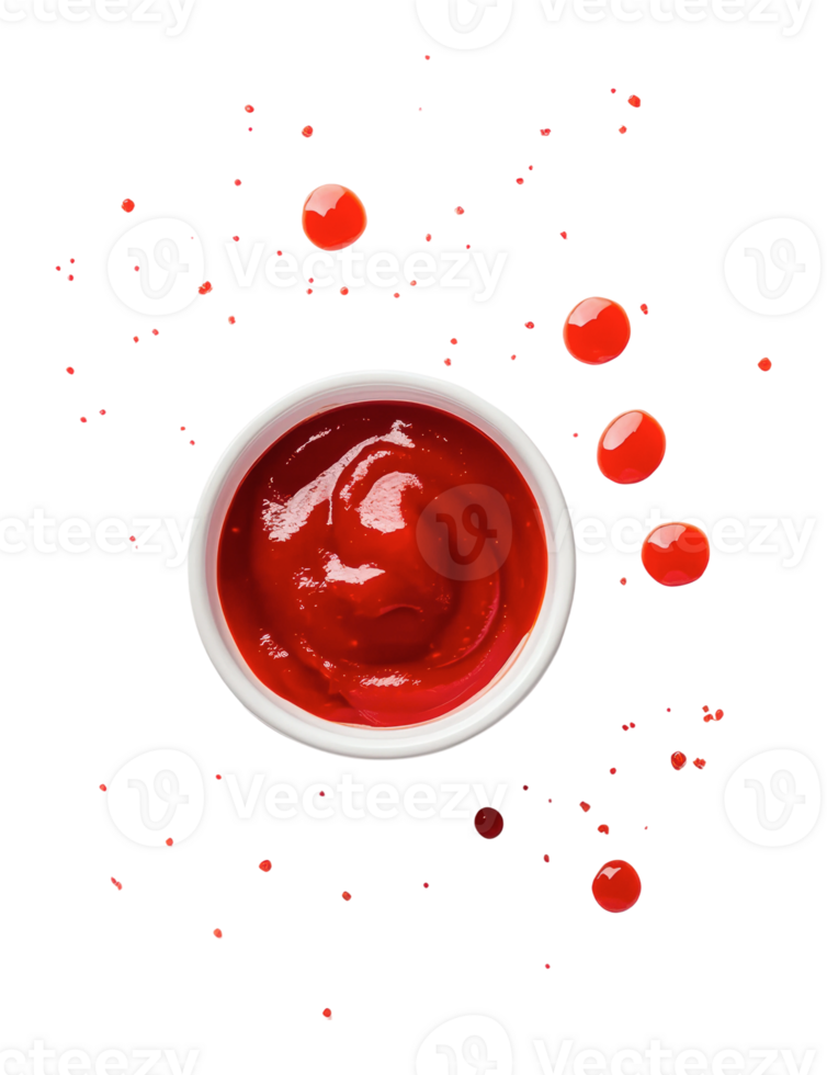 Bright red tomato sauce in a white bowl png