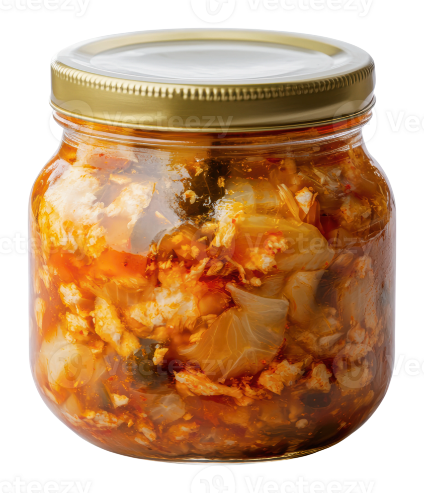Homemade kimchi in a glass jar for preserving png