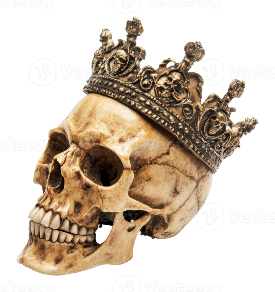 Artistic skull with ornate crown png