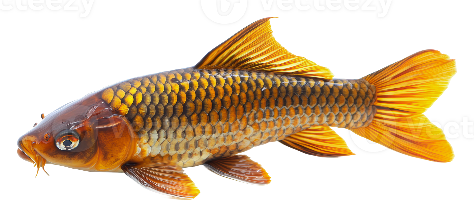 Golden carp swimming gracefully in clear water png