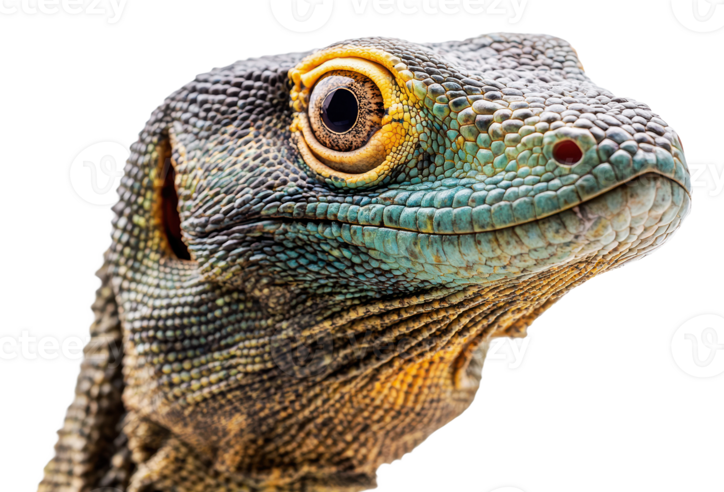 Close-up of a colorful lizard in natural light png