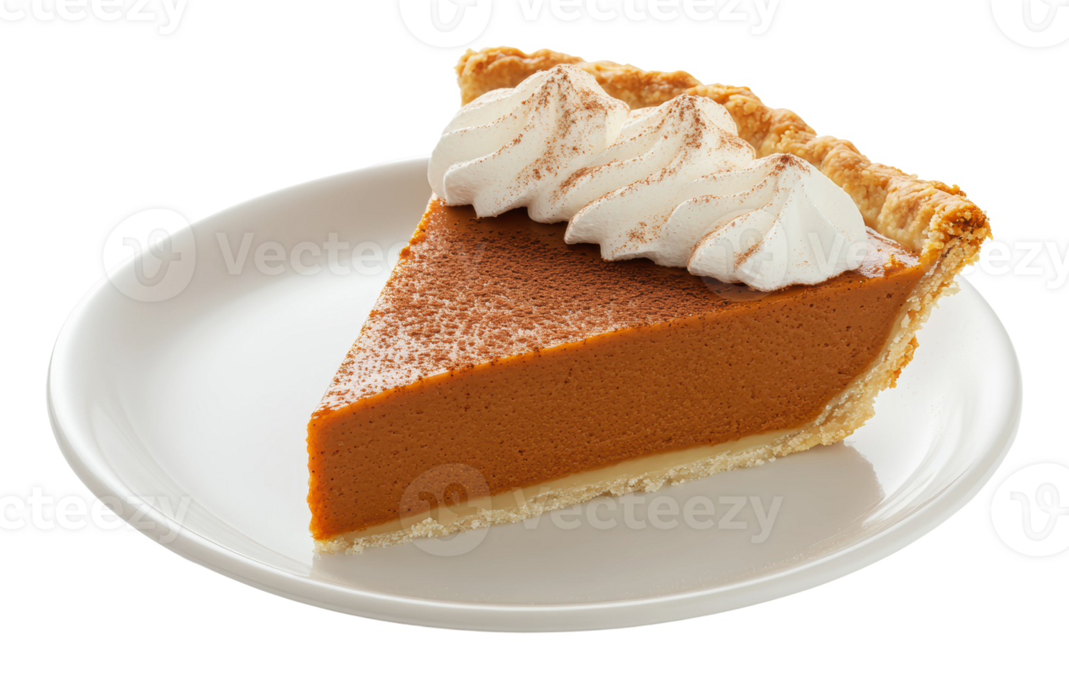 Delicious slice of pumpkin pie with whipped cream png