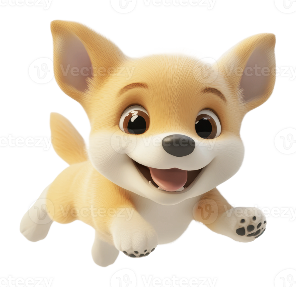 Happy cartoon corgi jumping in excitement png