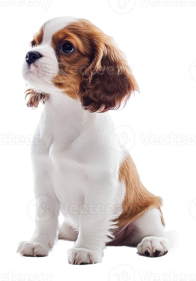 Playful puppy sitting on a white background png