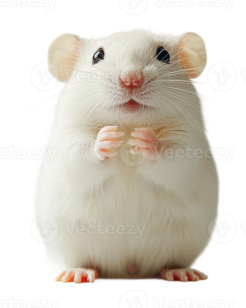 White mouse standing with paws together png