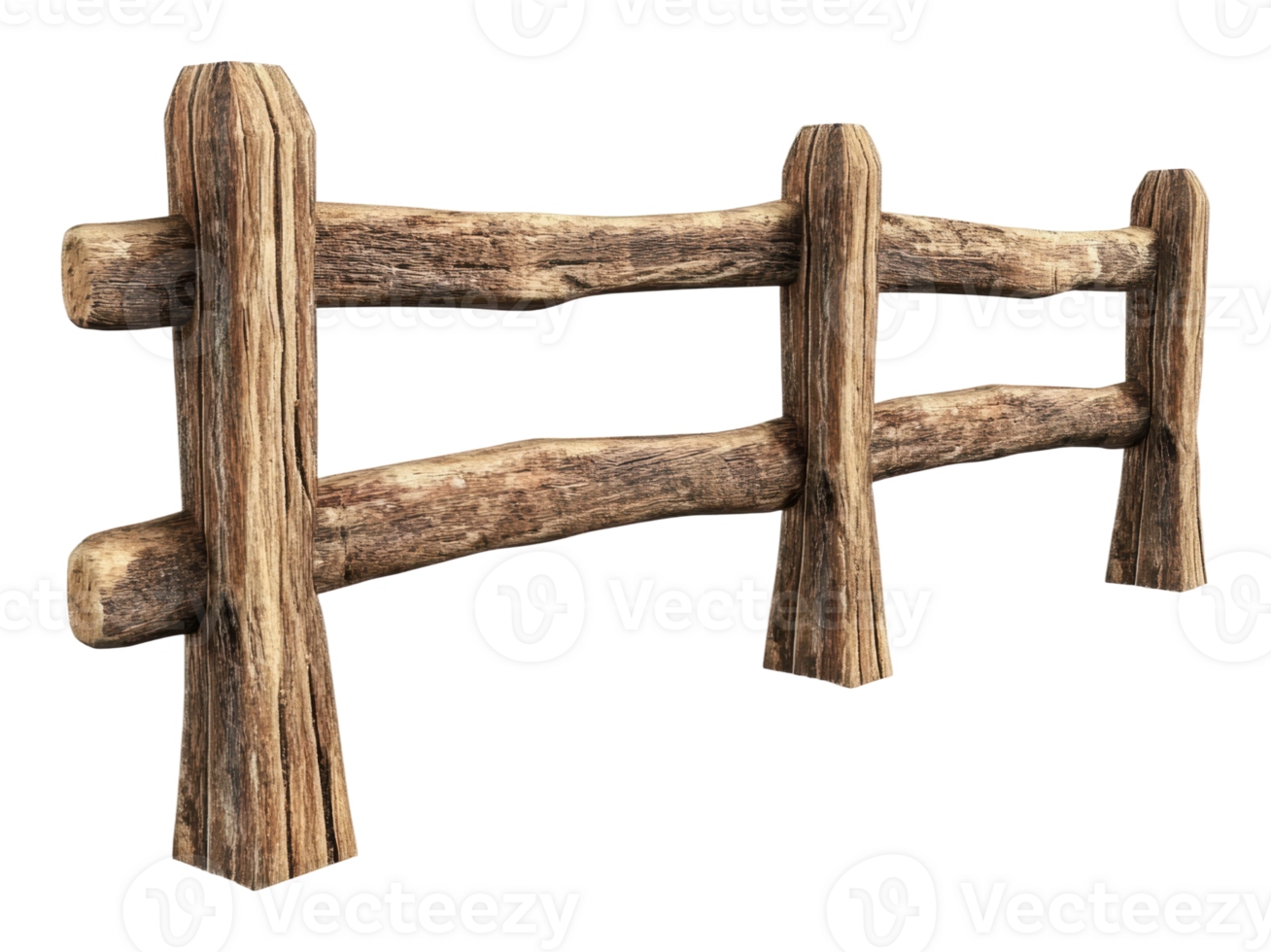 Rustic wooden fence in rural setting png