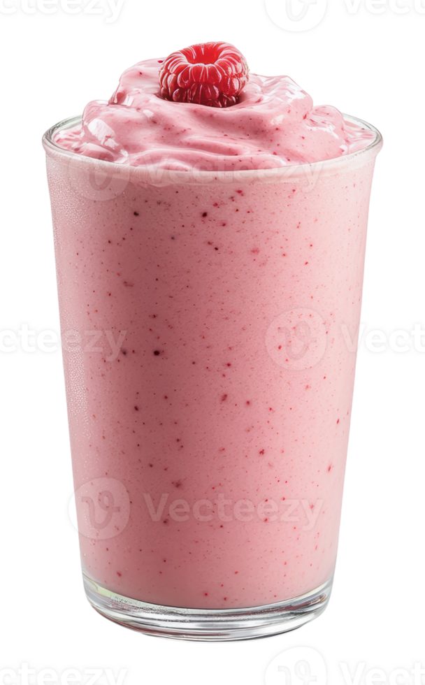 Refreshing pink smoothie with raspberry topping png