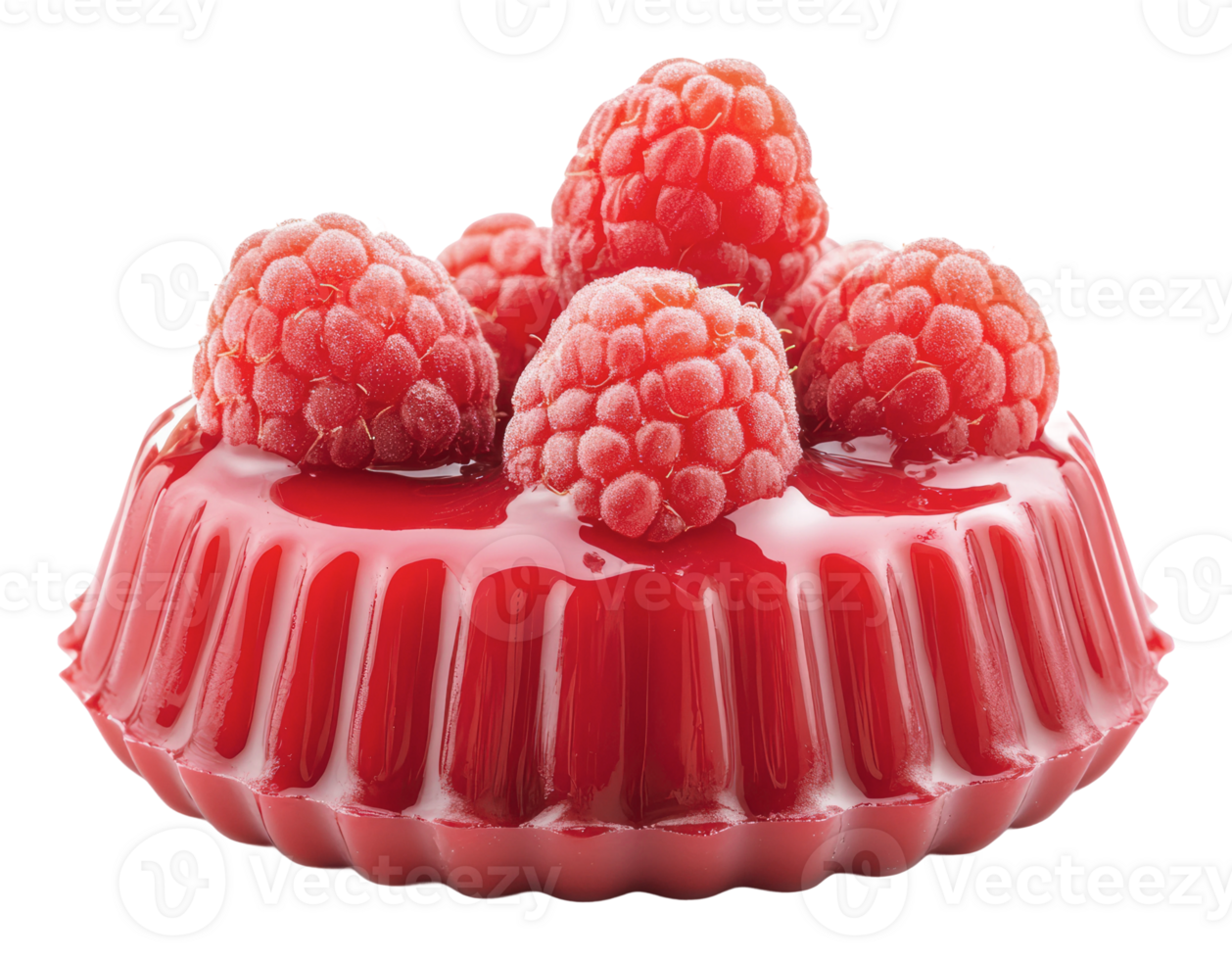 Raspberry jelly dessert garnished with fresh fruit png