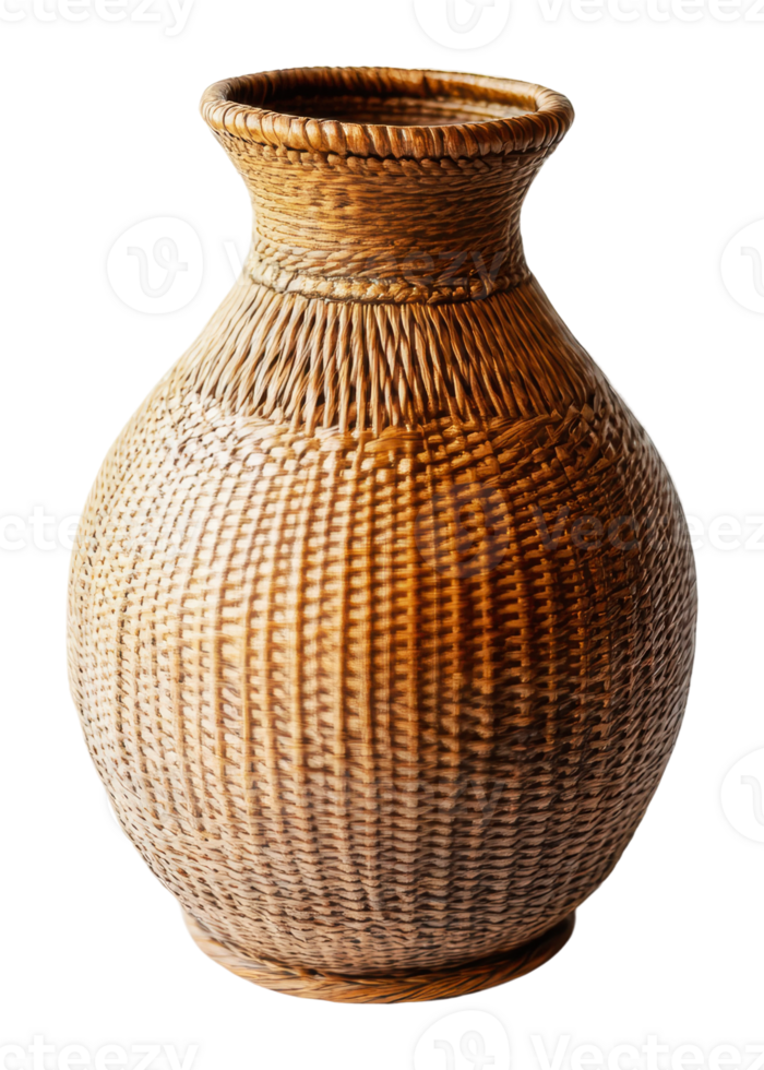 Beautifully crafted woven vase displaying artistry png