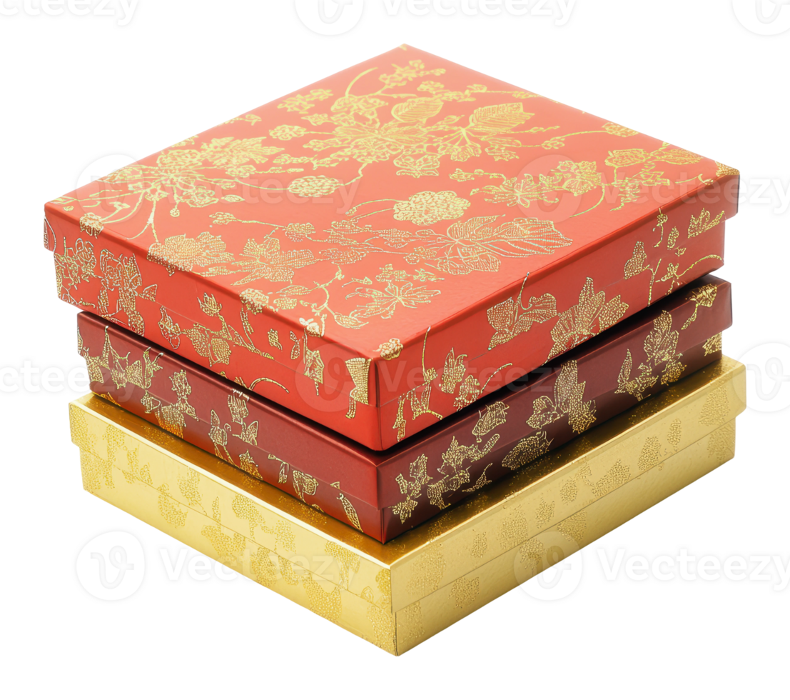Elegant decorative gift boxes stacked together png