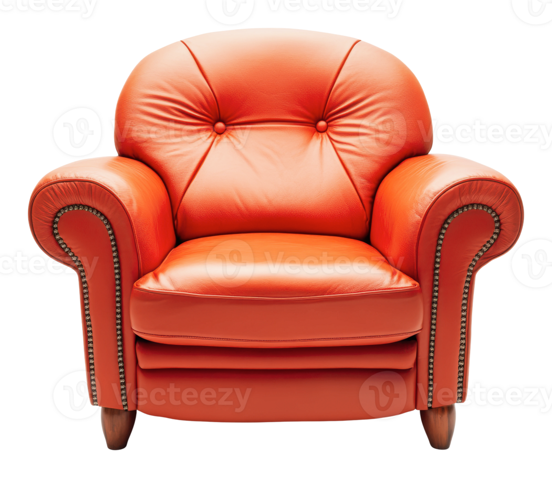 Cozy red leather armchair for stylish interiors png