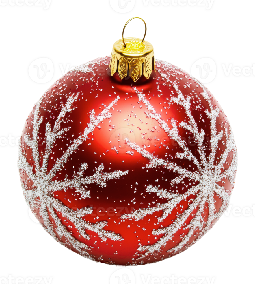 Red snowflake Christmas ornament png