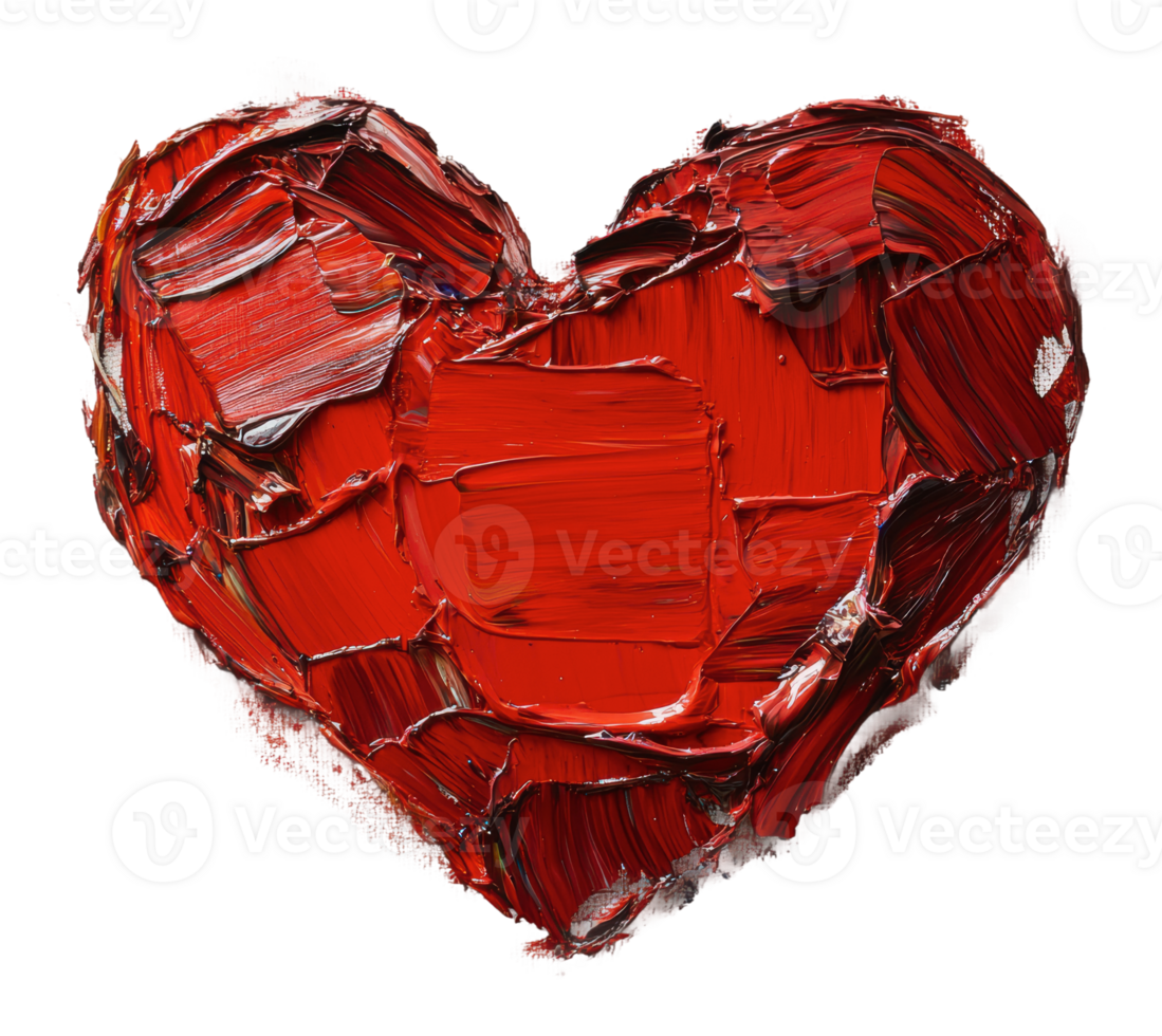 Red-painted heart for artistic flair png