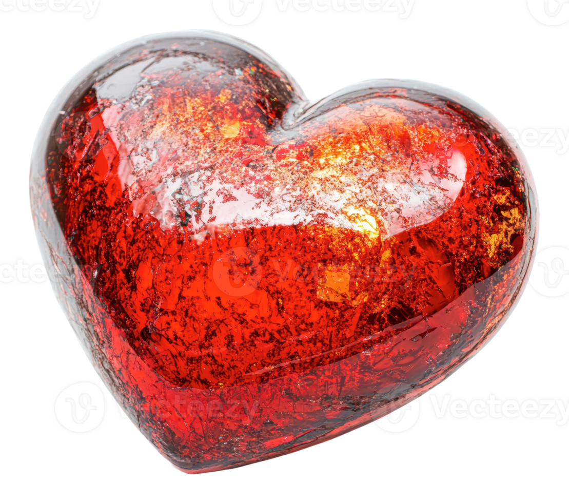 Red heart-shaped glass object on white background png