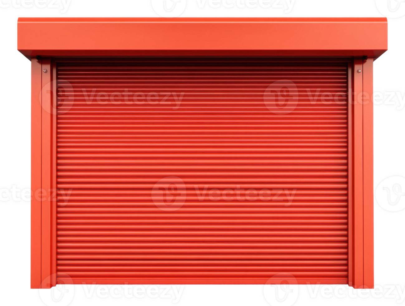Bright red roll-up door in a commercial setting png