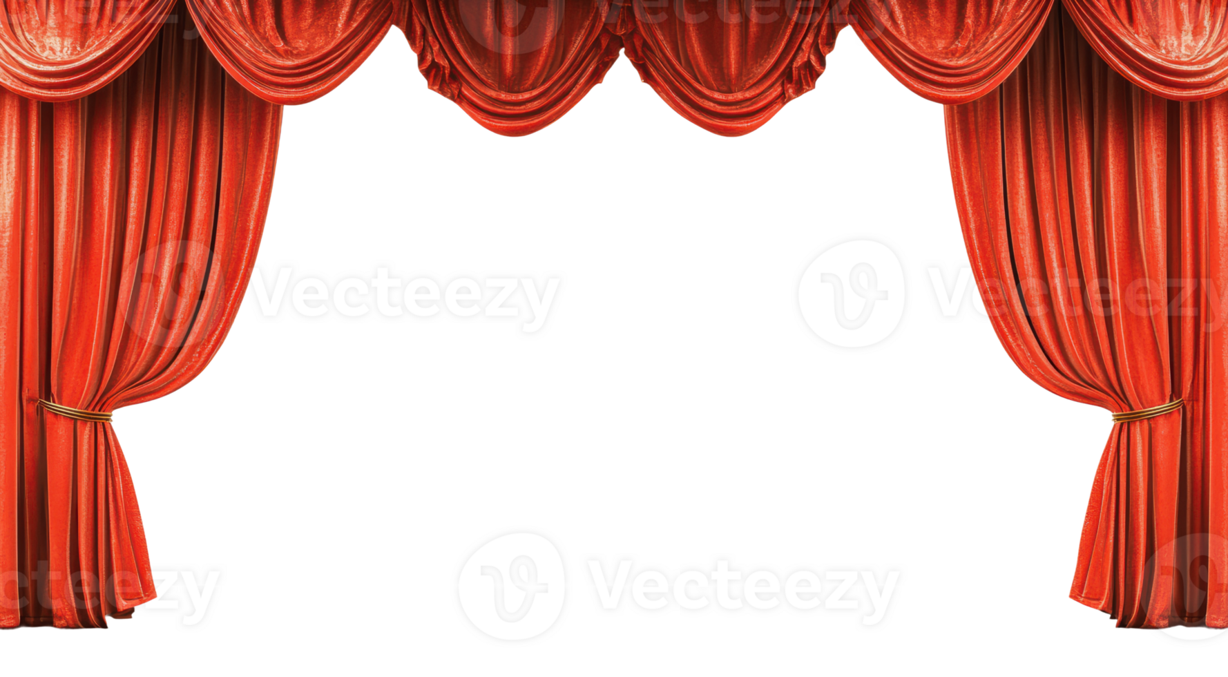 Red velvet stage curtain ready for performance png