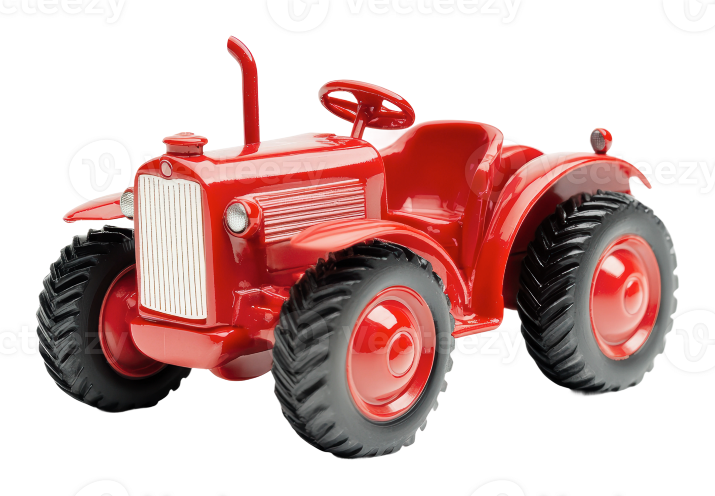 Vintage red toy tractor on display png