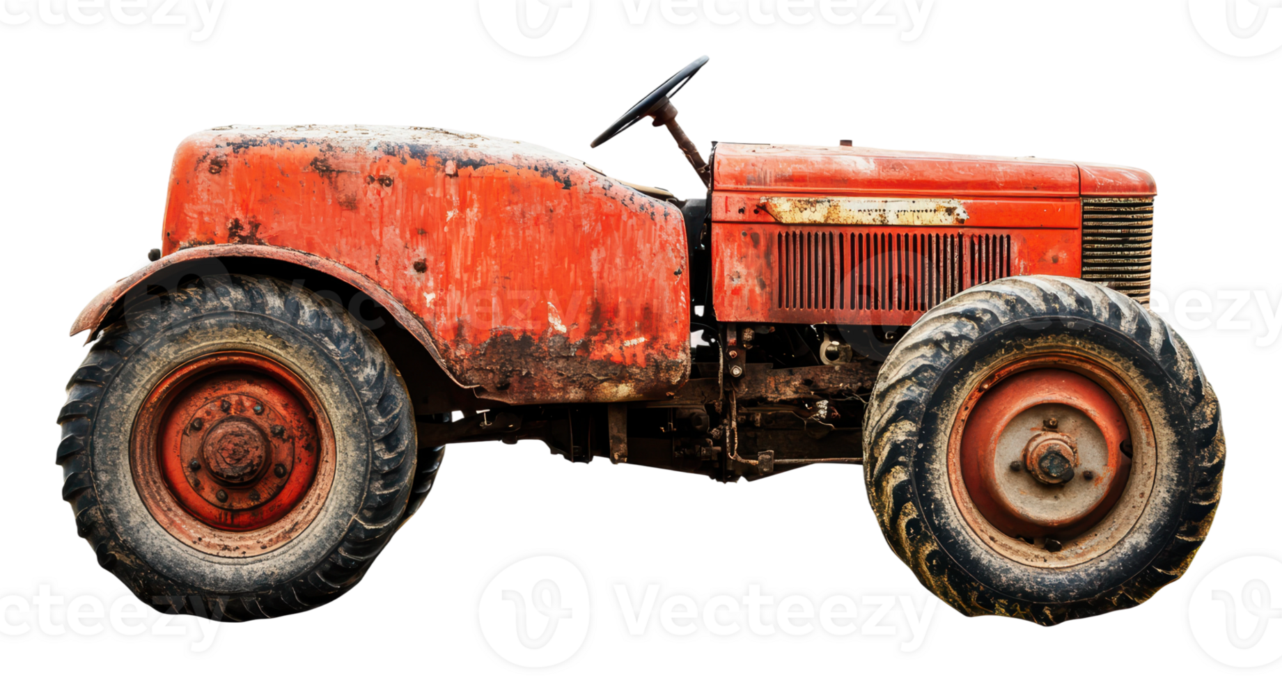 Rusty vintage tractor parked outdoors png