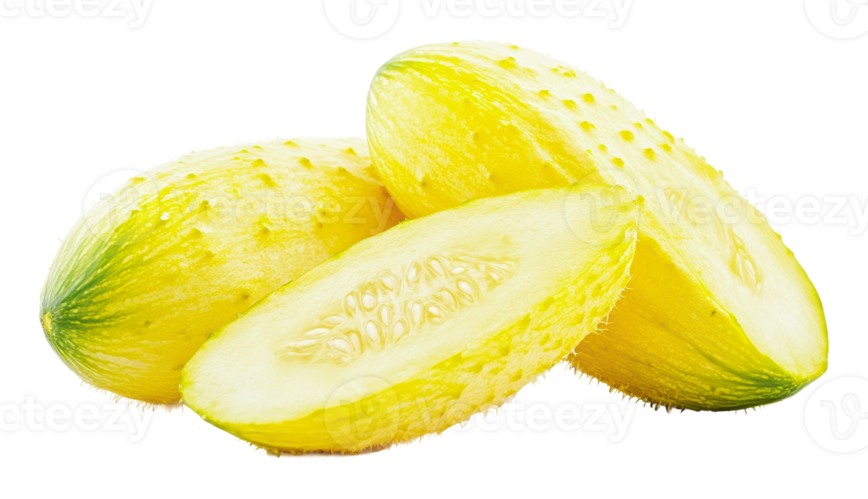 Fresh yellow cucumbers sliced and arranged nicely png
