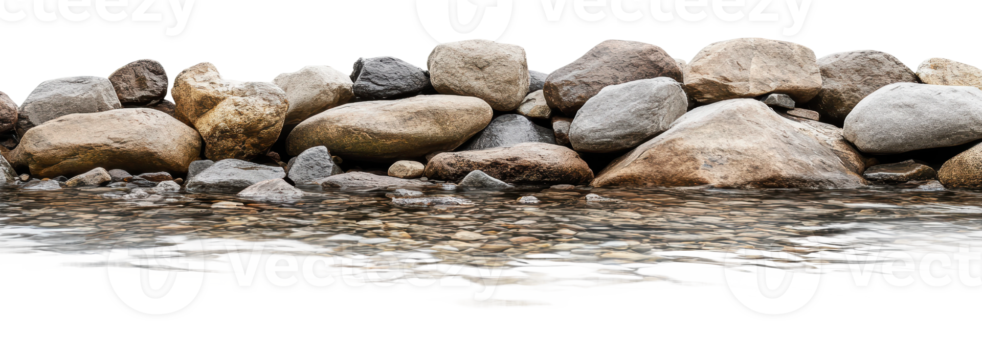 Riverbank of smooth pebbles and stones png