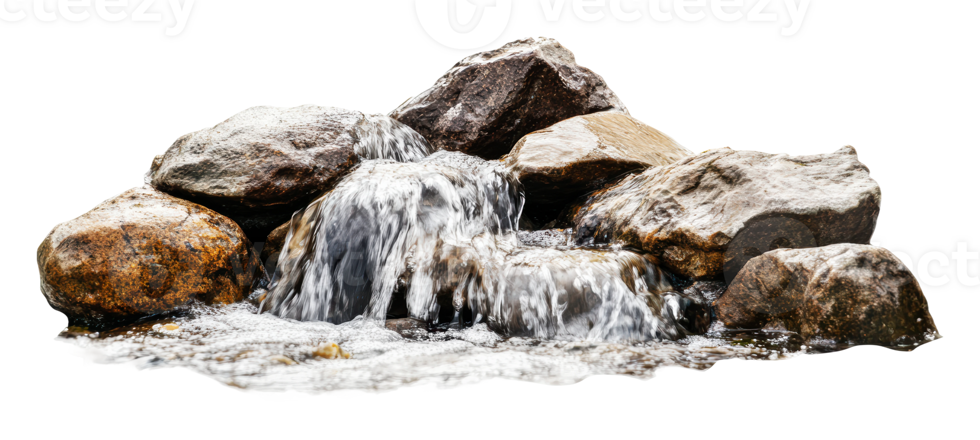 Natural rock formation with flowing water feature png