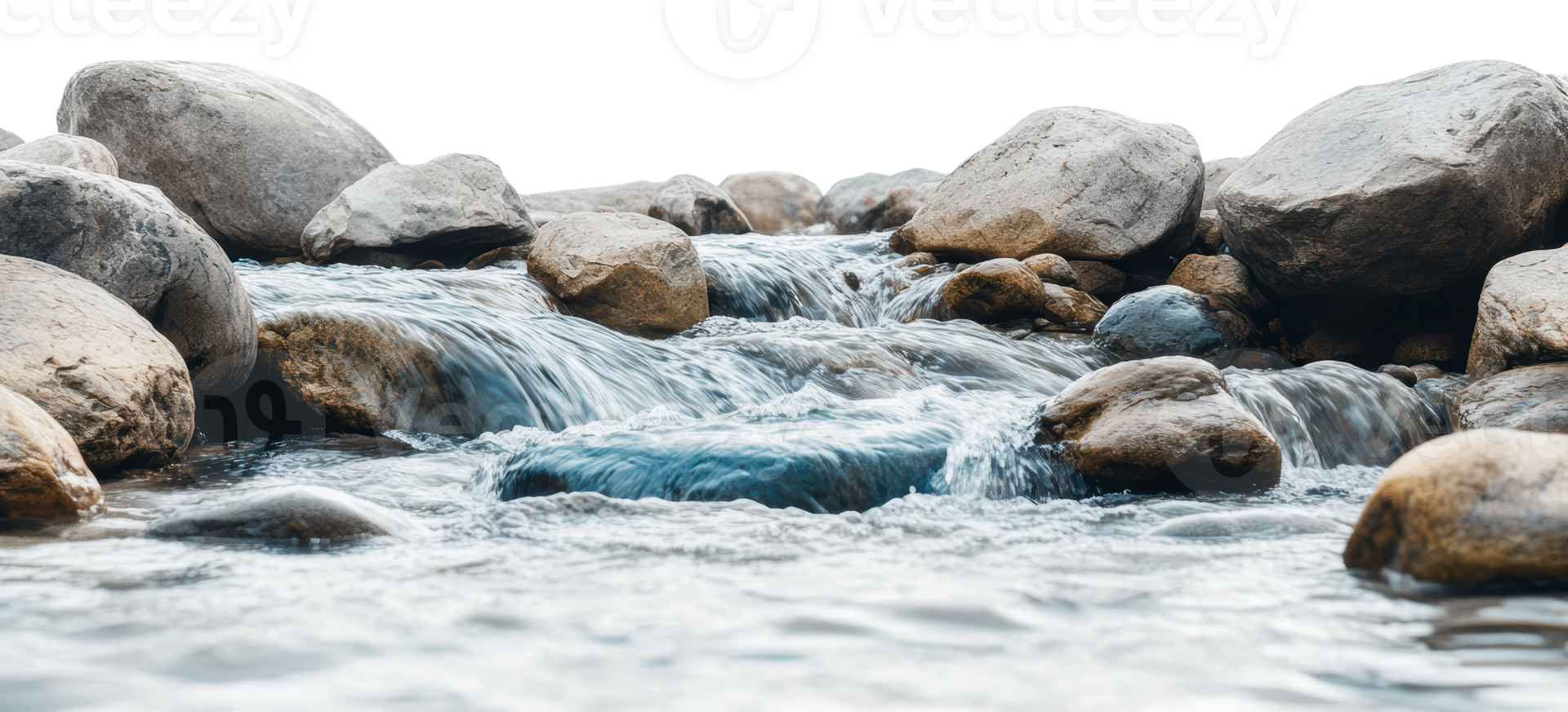 Water flows over smooth stones png