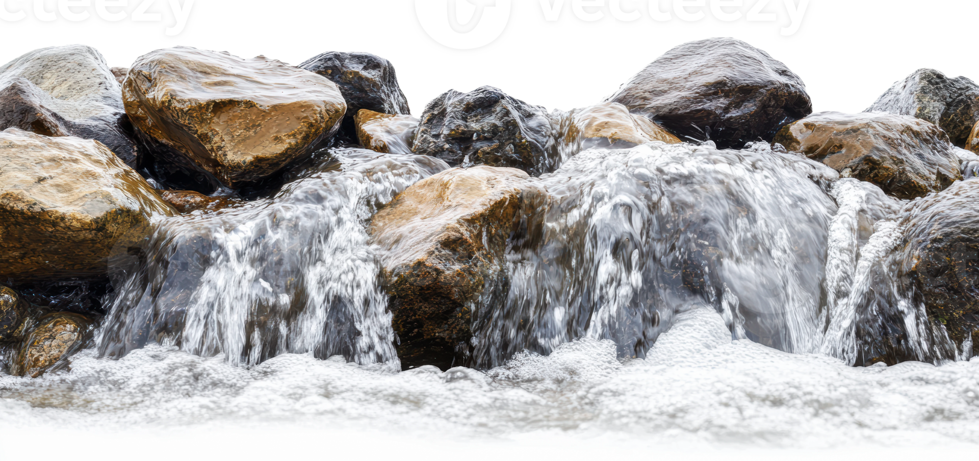 Daytime stream over smooth rocks png