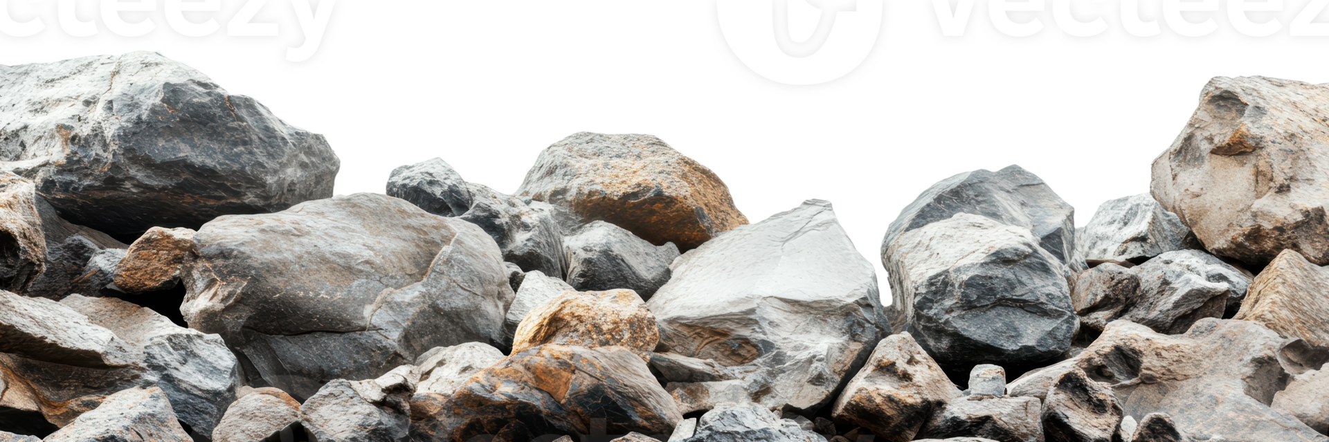 Pile of assorted rocks on a white background png