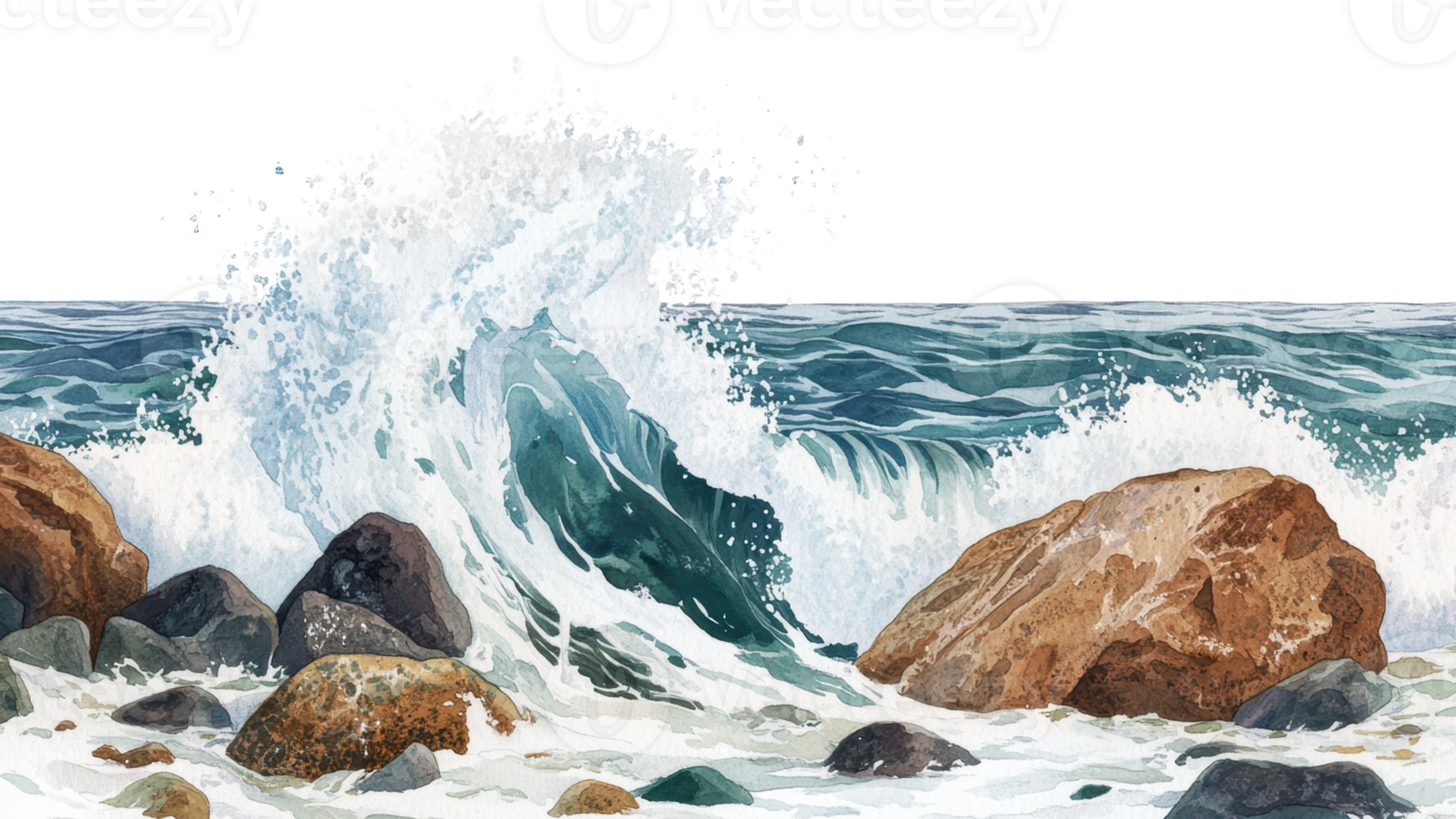 Ocean waves crashing against rocky shoreline png