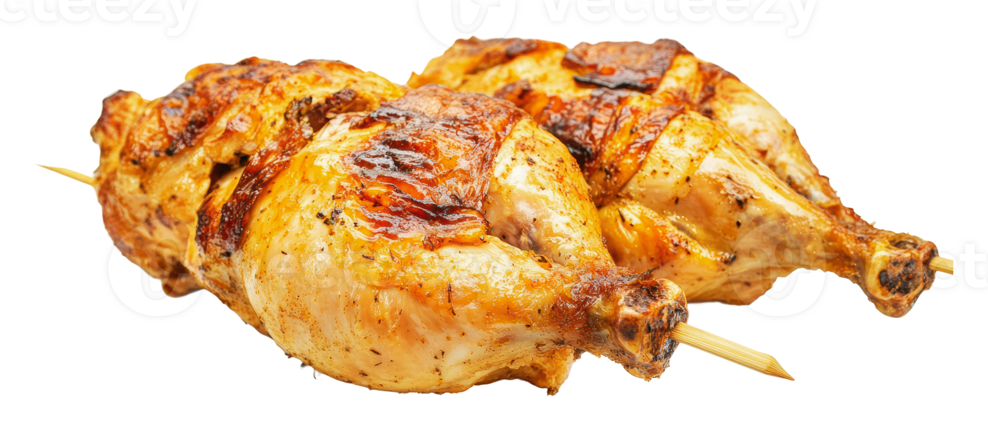 Tender grilled chicken skewers with seasoning png