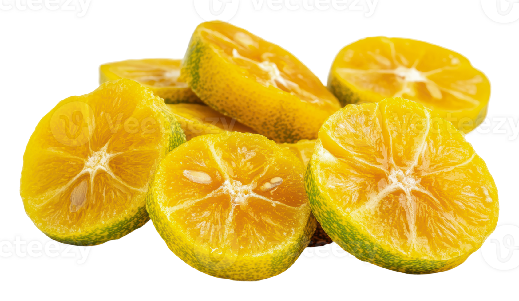 Fresh citrus slices in vibrant yellow hue png